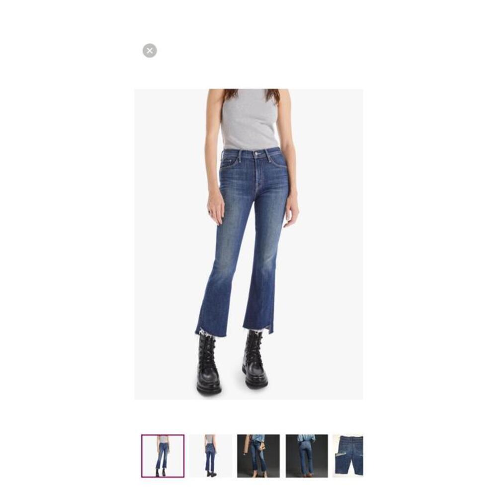 Mother Dark Blue Insider Step Crop Fray Jeans in Girl Crush Size 29